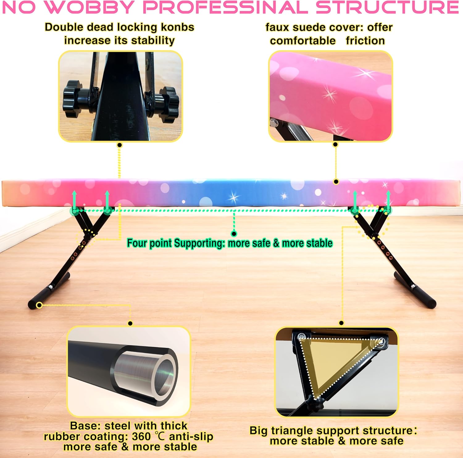 8 Ft Gymnastic Slant Board Adj - огляд і ціна Gymnastics Beam Floor